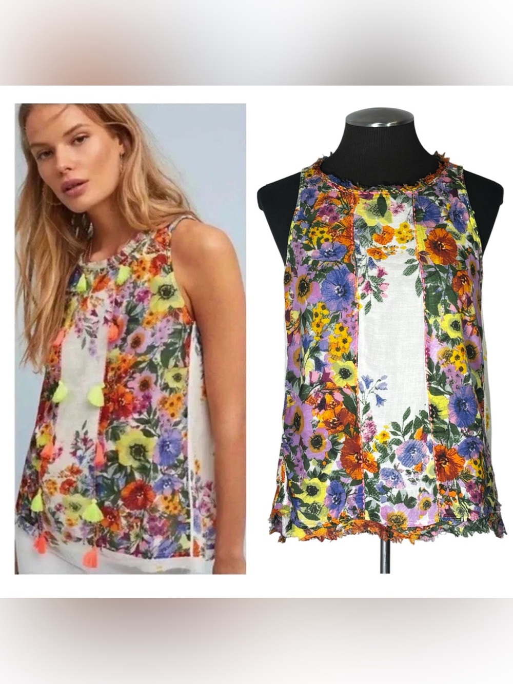 🆕 Raga – Floral Sleeveless Cotton Pullover Tank – Anthropologie – XS - Altered